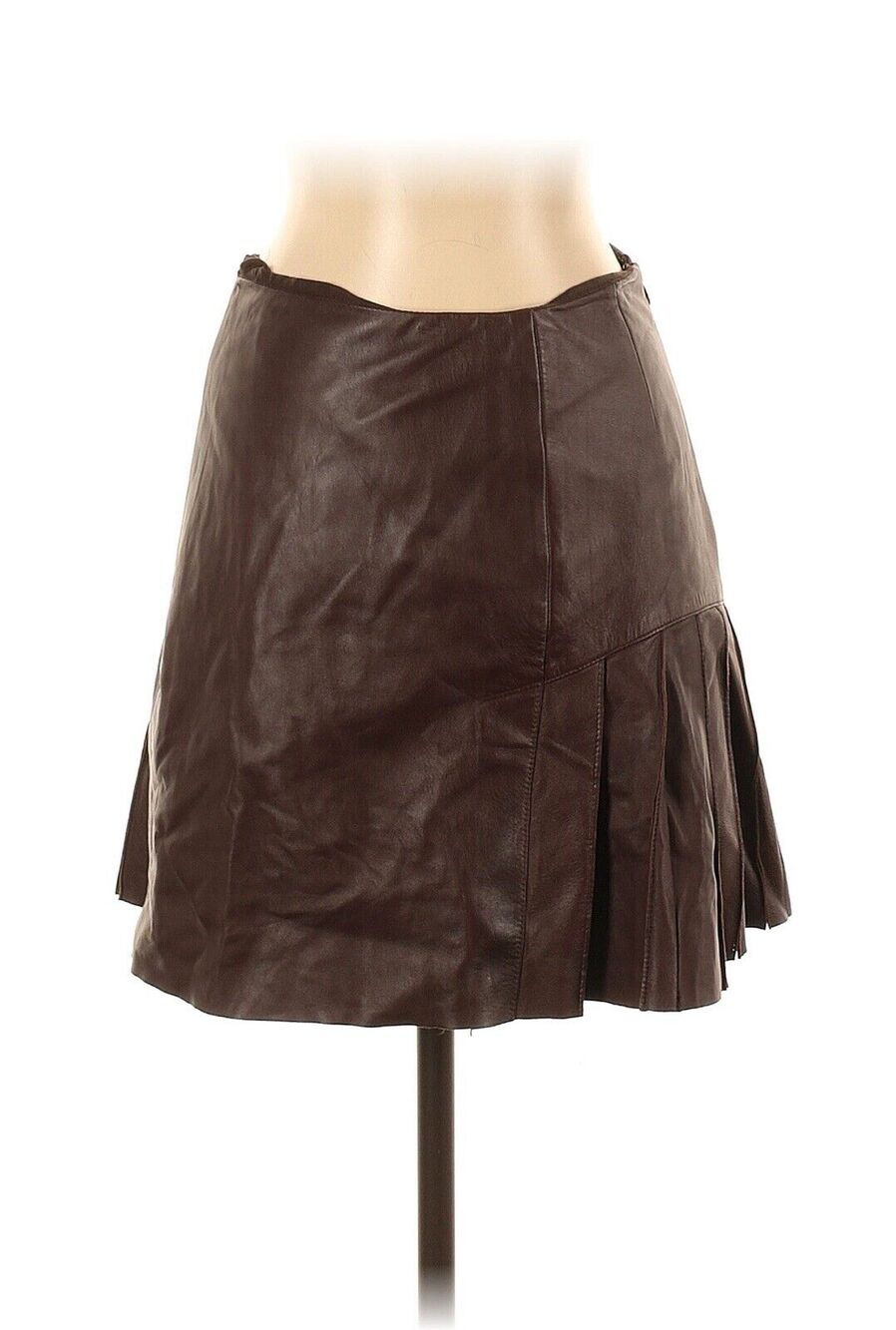 VTG douglas hannant Brown Leather Pleated Mini Skirt 2